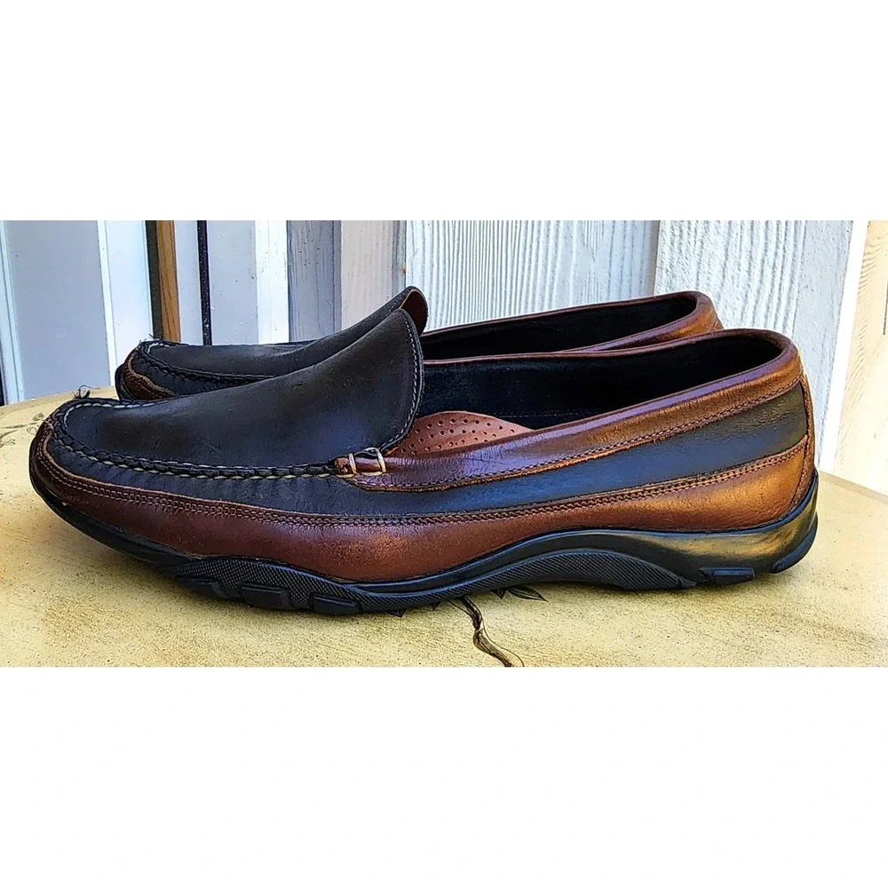 Allen Edmonds Sz 12 D Black Brown Leather‎ Boulder Venetian Driving Moc Loafers